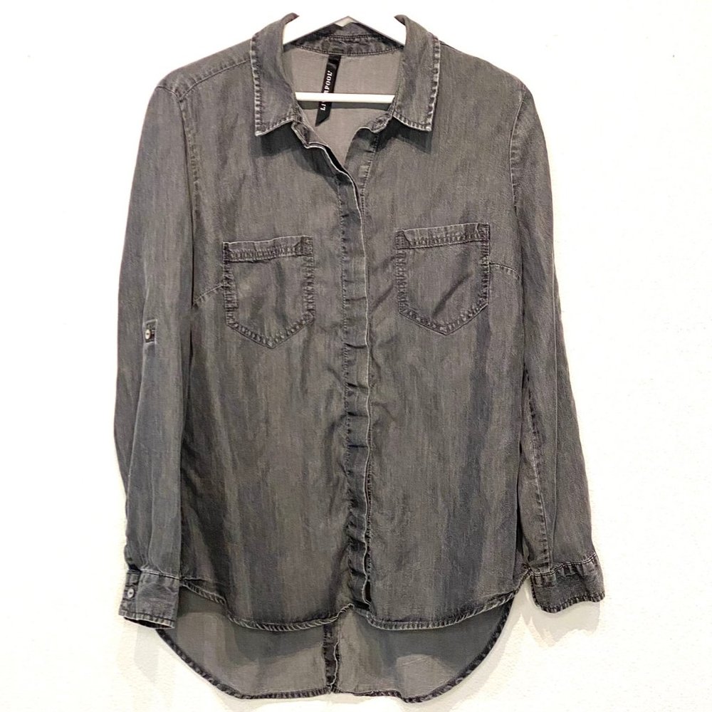 Liverpool Grey Long Sleeve Button Down Shirt Top Medium